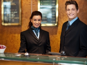 Trainees at the reception desk